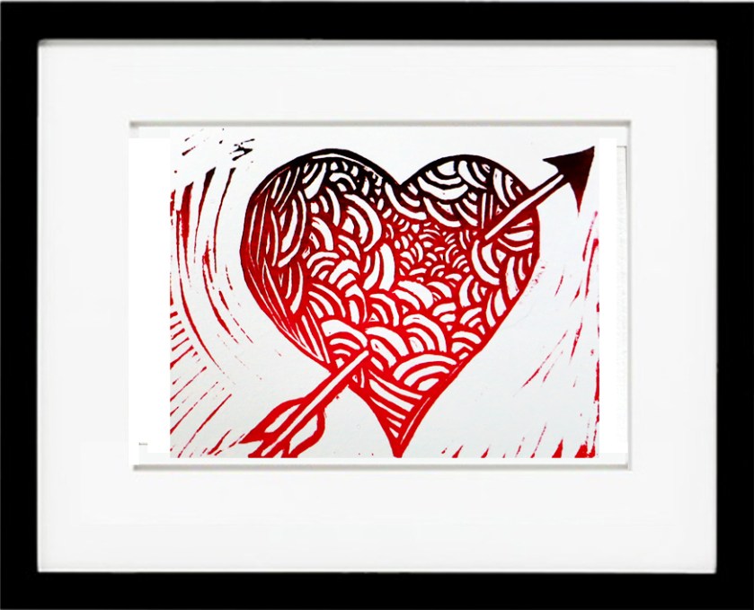 Be Mine! Linocut