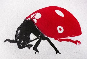 Ladybug linocut print
