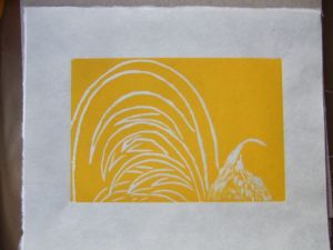 Print with first color done