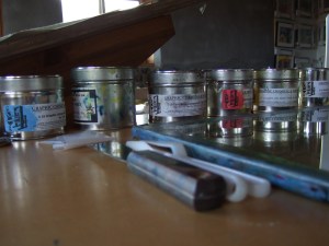 Cans of litho ink