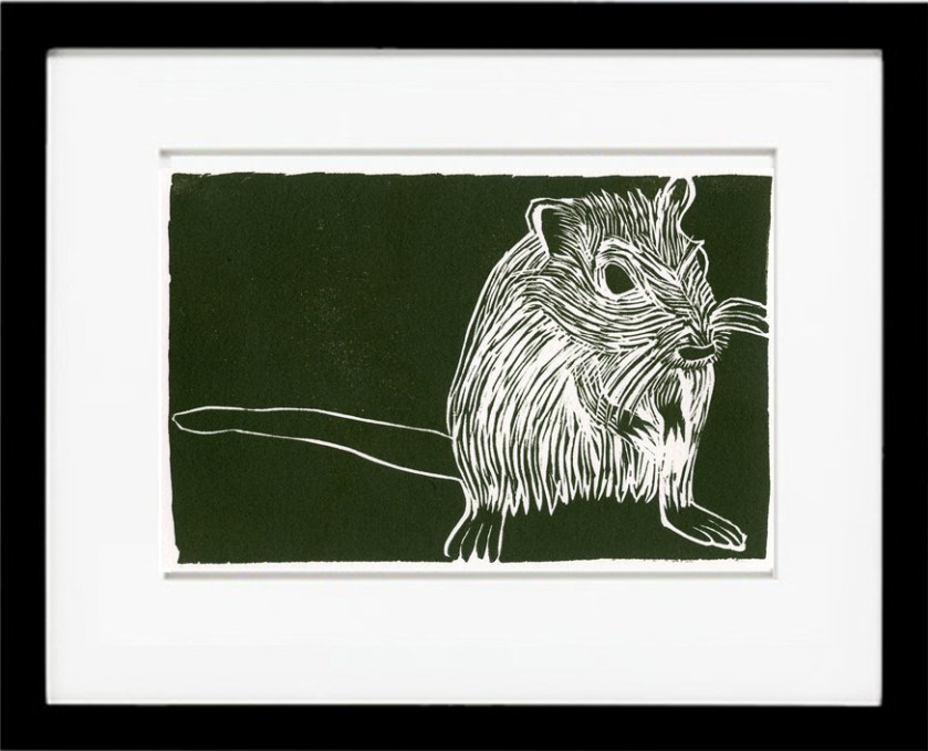 Pregnant Gerbil on Olive Green background
