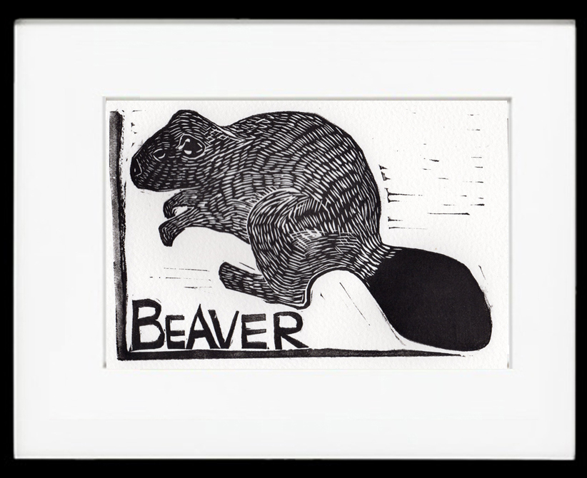 Beaver Linocut