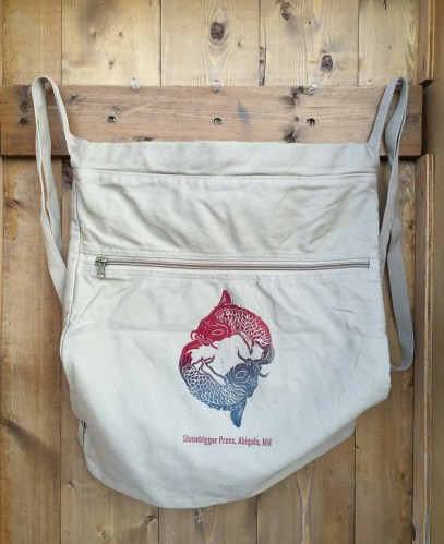 Pisces hand printed linocut backpack