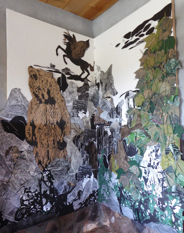 Wilderness cut paper installation for Open Studio, Abiquiu, NM