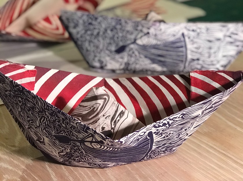 Folded boats in process